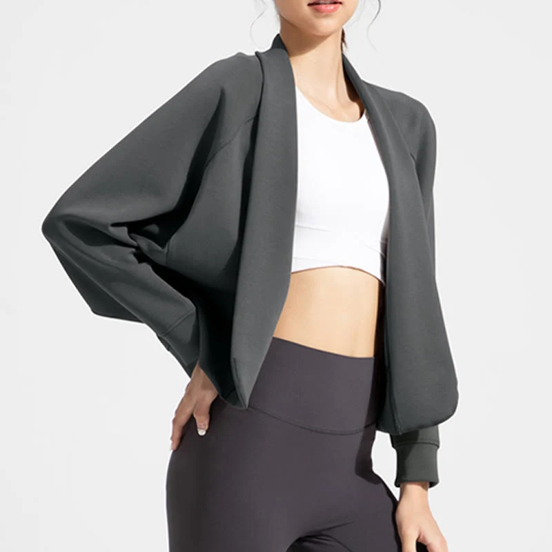 Olivenorma Langärmlige, weiche Jacke mit offener Vorderseite, Meditations- und Yoga-Oberteil, Strickjacke