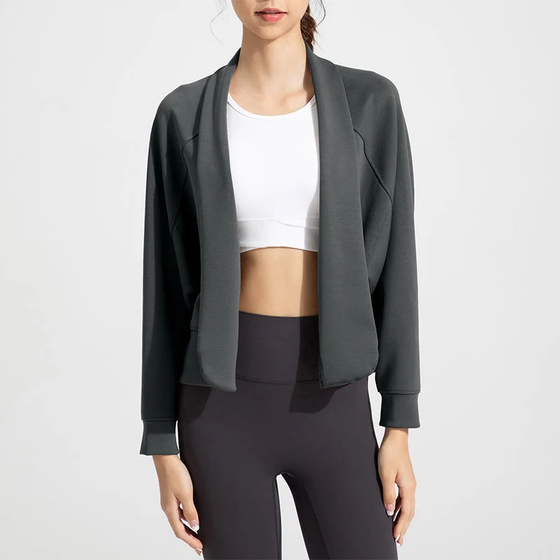 Olivenorma Langärmlige, weiche Jacke mit offener Vorderseite, Meditations- und Yoga-Oberteil, Strickjacke