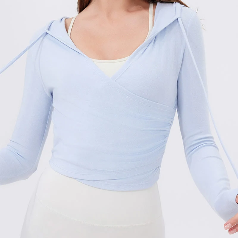Olivenorma Langarm-Crop-Tops, atmungsaktiv, für Workout und Yoga