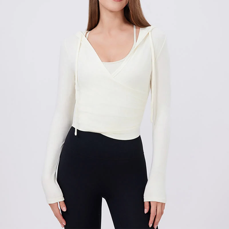 Olivenorma Langarm-Crop-Tops, atmungsaktiv, für Workout und Yoga