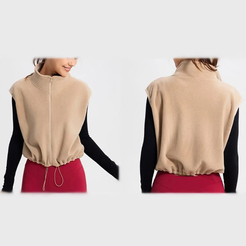 Olivenorma Ärmellose Jacke mit durchgehendem Reißverschluss für Workout, Yoga, Aktivjacke, Weste, sportliche Hoodies