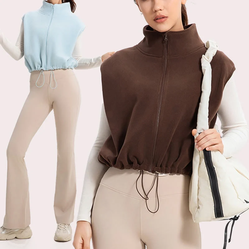 Olivenorma Ärmellose Jacke mit durchgehendem Reißverschluss für Workout, Yoga, Aktivjacke, Weste, sportliche Hoodies
