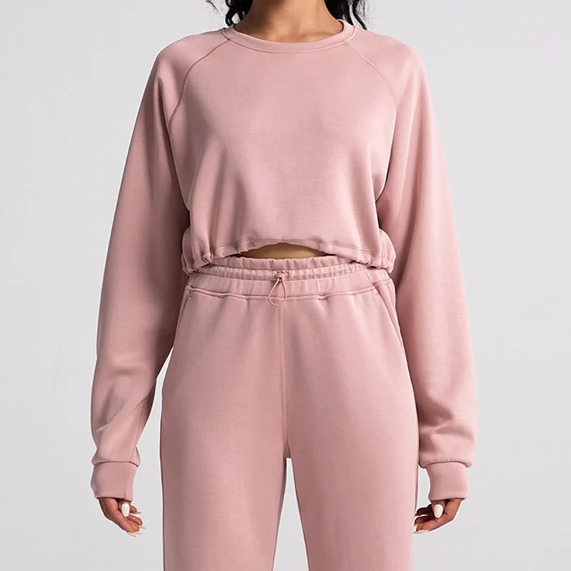Olivenorma Weiches Langarm-Sweatshirt mit Rundhalsausschnitt für Yoga, Workout und Freizeit