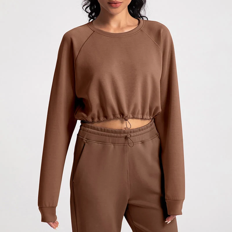 Olivenorma Weiches Langarm-Sweatshirt mit Rundhalsausschnitt für Yoga, Workout und Freizeit