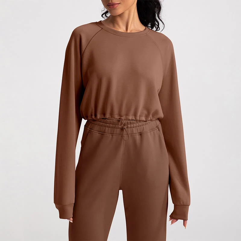 Olivenorma Weiches Langarm-Sweatshirt mit Rundhalsausschnitt für Yoga, Workout und Freizeit