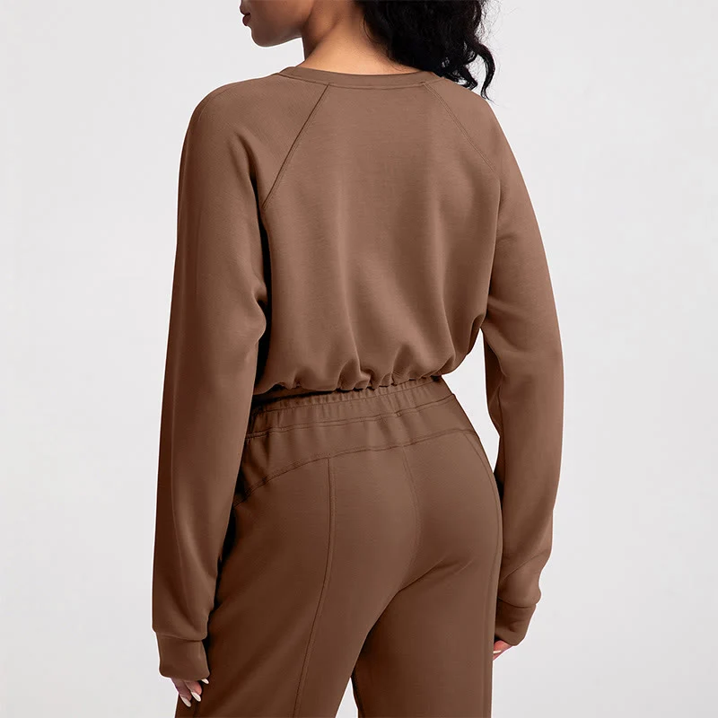 Olivenorma Weiches Langarm-Sweatshirt mit Rundhalsausschnitt für Yoga, Workout und Freizeit