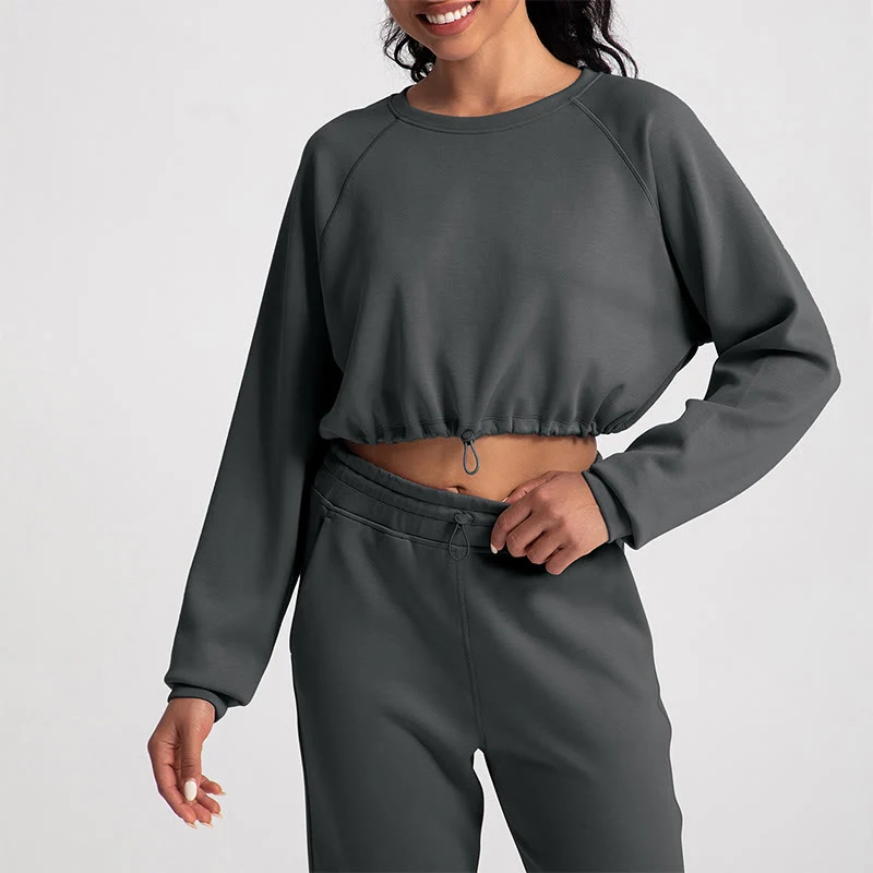 Olivenorma Weiches Langarm-Sweatshirt mit Rundhalsausschnitt für Yoga, Workout und Freizeit