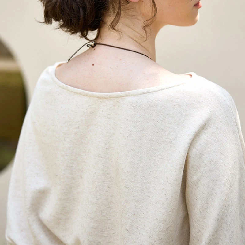 Olivenorma Designed Langarm Baumwoll-Leinen-Blusen Regular Fit Tops Sweatshirt