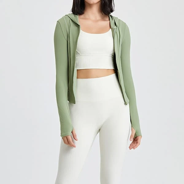 Olivenorma Langarm-Workout-Tops mit Reißverschluss, Yoga-Tops, Hoodies, Jacke