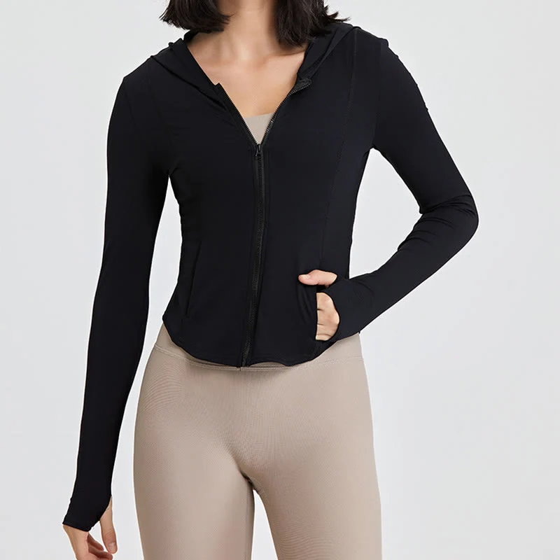 Olivenorma Langarm-Workout-Tops mit Reißverschluss, Yoga-Tops, Hoodies, Jacke