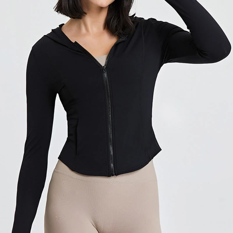Olivenorma Langarm-Workout-Tops mit Reißverschluss, Yoga-Tops, Hoodies, Jacke
