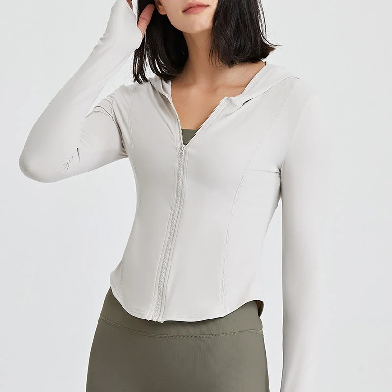 Olivenorma Langarm-Workout-Tops mit Reißverschluss, Yoga-Tops, Hoodies, Jacke