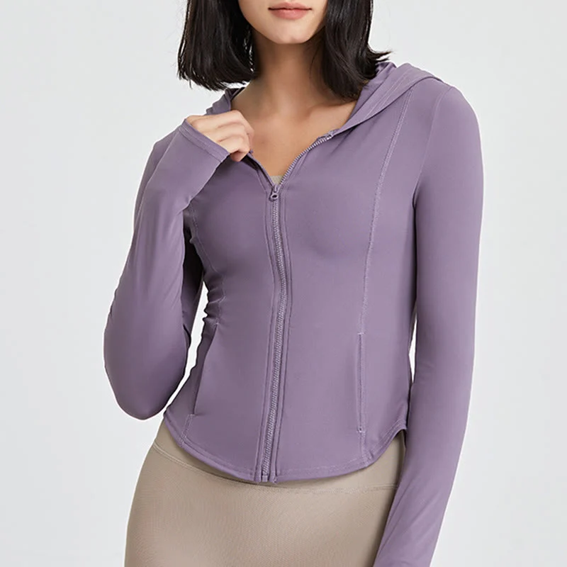 Olivenorma Langarm-Workout-Tops mit Reißverschluss, Yoga-Tops, Hoodies, Jacke
