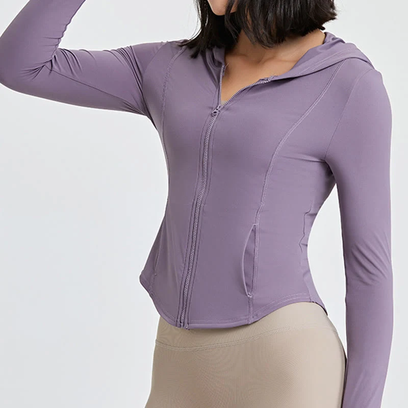 Olivenorma Langarm-Workout-Tops mit Reißverschluss, Yoga-Tops, Hoodies, Jacke