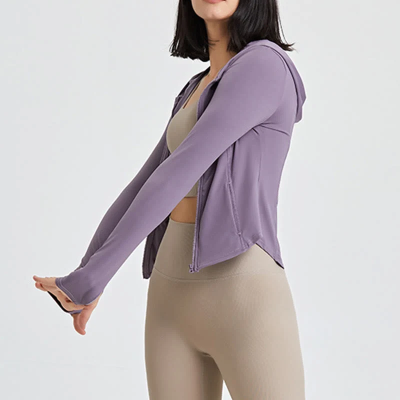 Olivenorma Langarm-Workout-Tops mit Reißverschluss, Yoga-Tops, Hoodies, Jacke