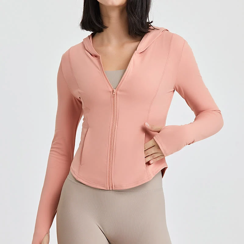 Olivenorma Langarm-Workout-Tops mit Reißverschluss, Yoga-Tops, Hoodies, Jacke