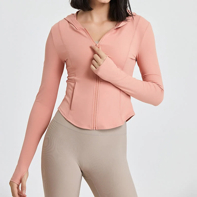 Olivenorma Langarm-Workout-Tops mit Reißverschluss, Yoga-Tops, Hoodies, Jacke