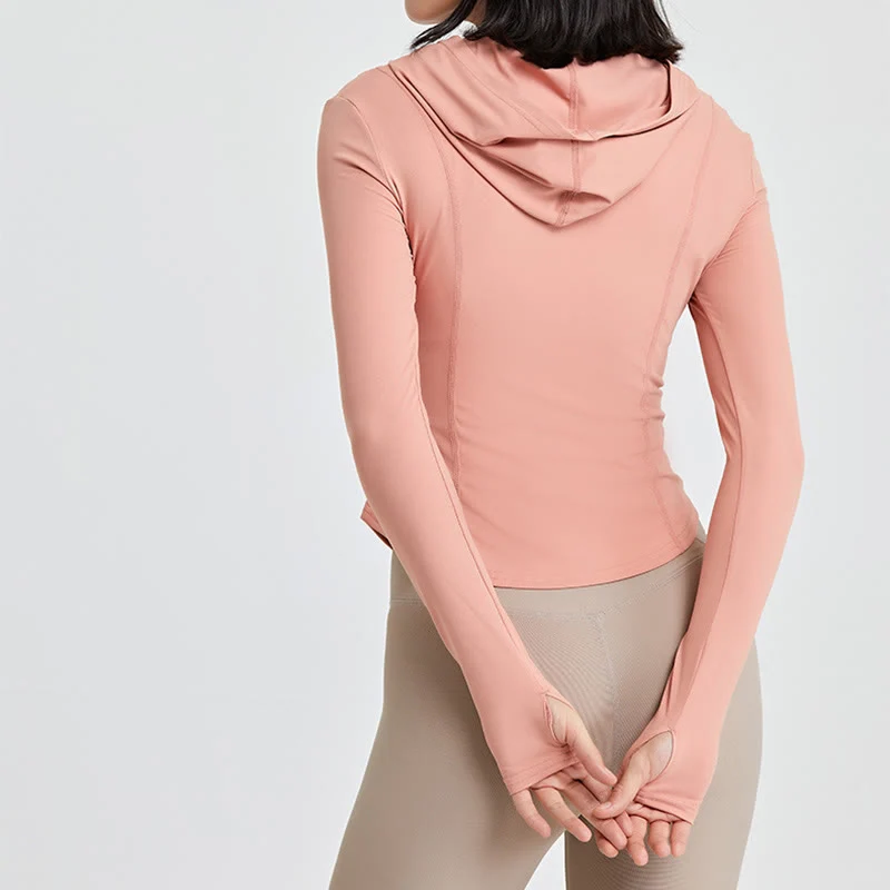 Olivenorma Langarm-Workout-Tops mit Reißverschluss, Yoga-Tops, Hoodies, Jacke