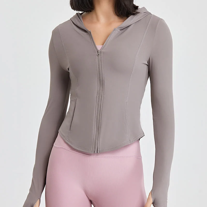 Olivenorma Langarm-Workout-Tops mit Reißverschluss, Yoga-Tops, Hoodies, Jacke