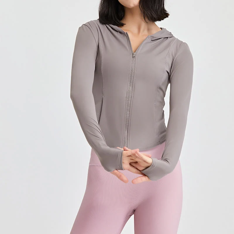 Olivenorma Langarm-Workout-Tops mit Reißverschluss, Yoga-Tops, Hoodies, Jacke