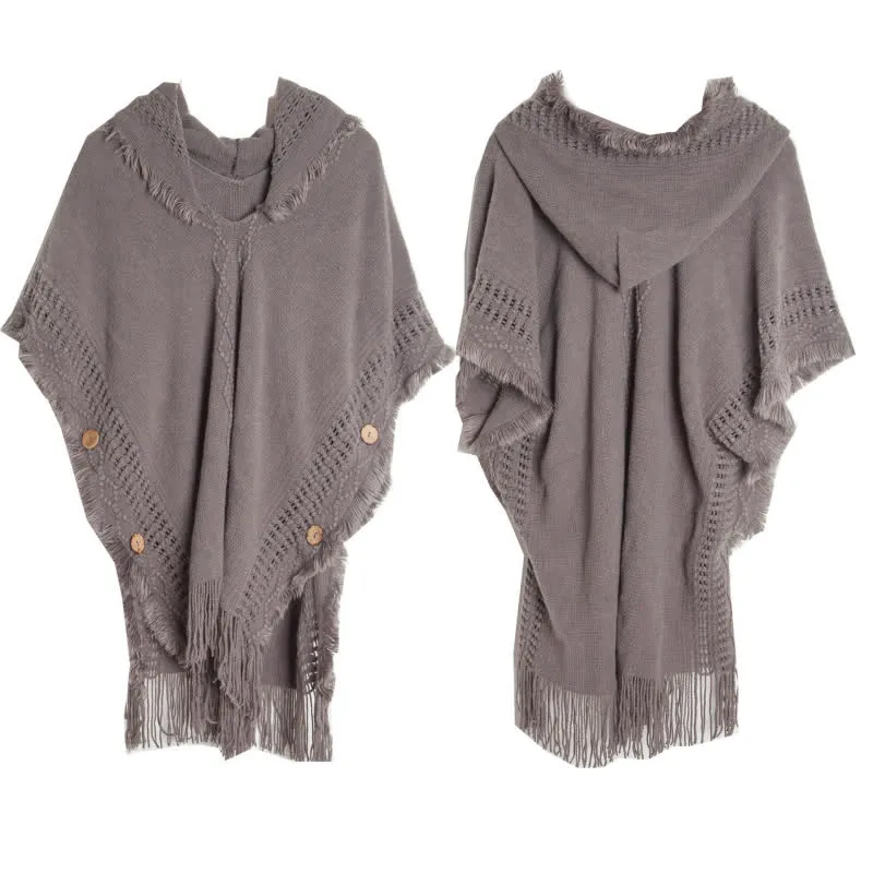 Olivenorma – Flauschiger, elfenbeinfarbener Cardigan-Schal aus Acryl