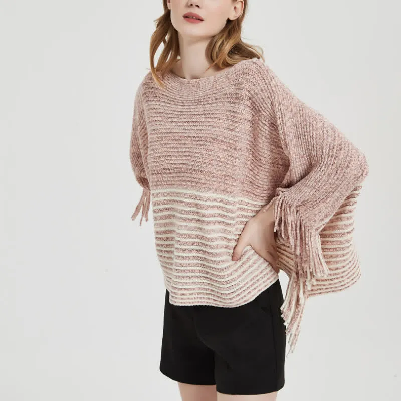 Olivenorma gestreifter Strickpulloverschal