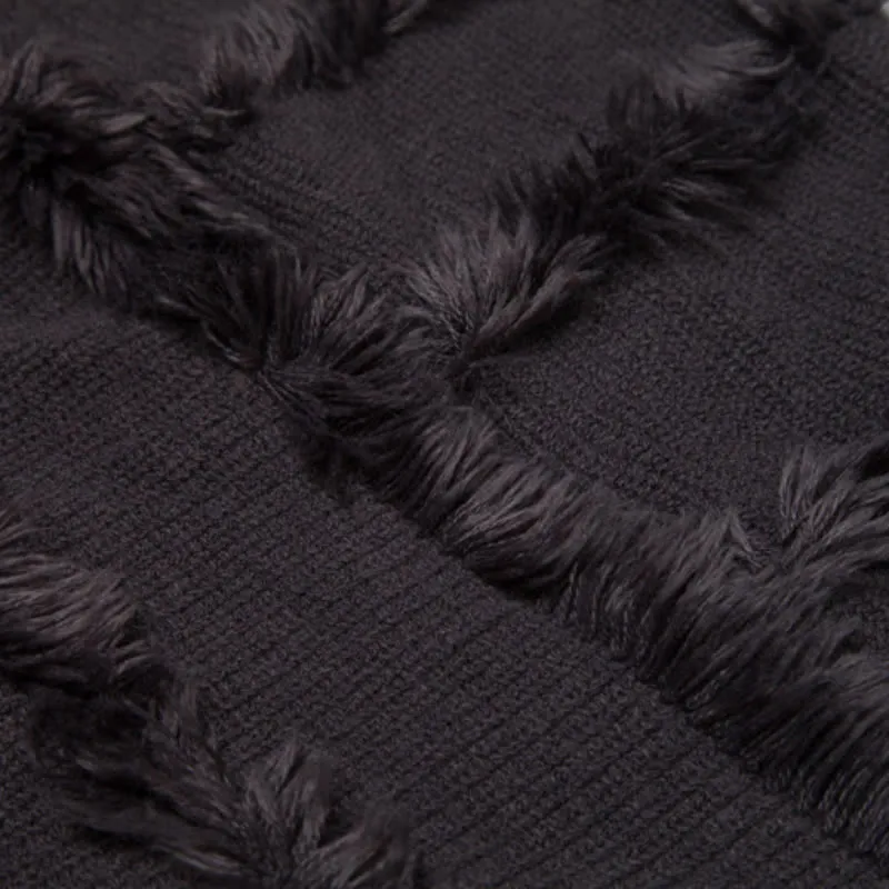 Olivenorma Einfarbiger Fransen-Wickelhut-Strickjacke-Schal