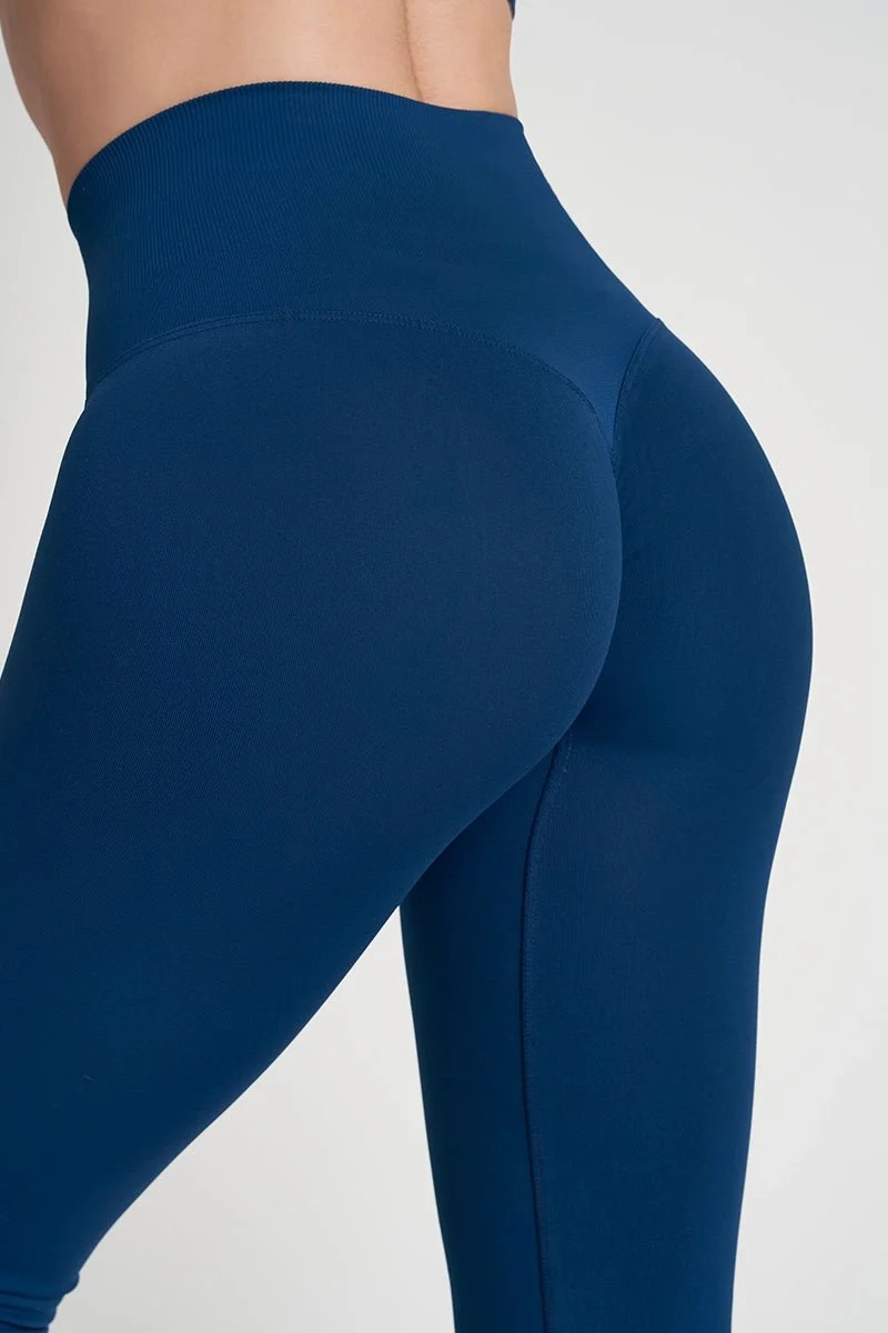 Leggings Push Up a Zampa di Elefante Blu Petrolio