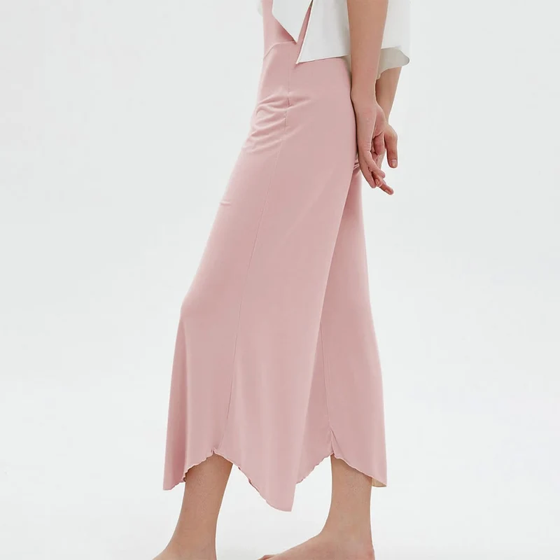 Olivenorma – Einfarbige Yogahose mit hoher Taille und weitem Bein, lockerer Schlag