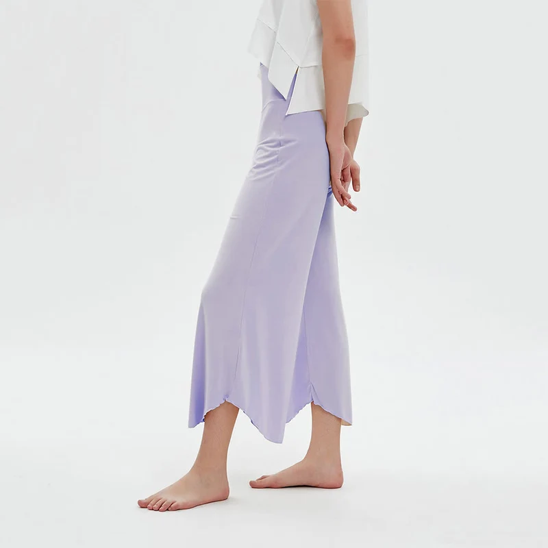 Olivenorma – Einfarbige Yogahose mit hoher Taille und weitem Bein, lockerer Schlag