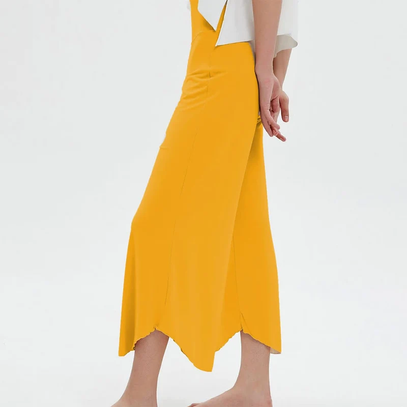 Olivenorma – Einfarbige Yogahose mit hoher Taille und weitem Bein, lockerer Schlag