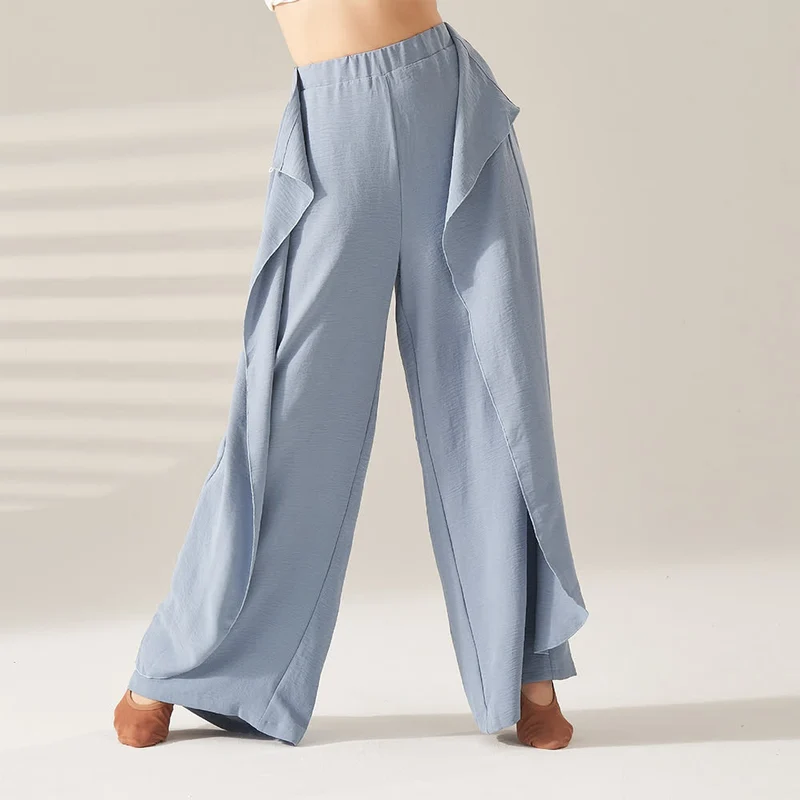 Olivenorma Polyester Fließende, elastische Yogahose mit weitem Bein
