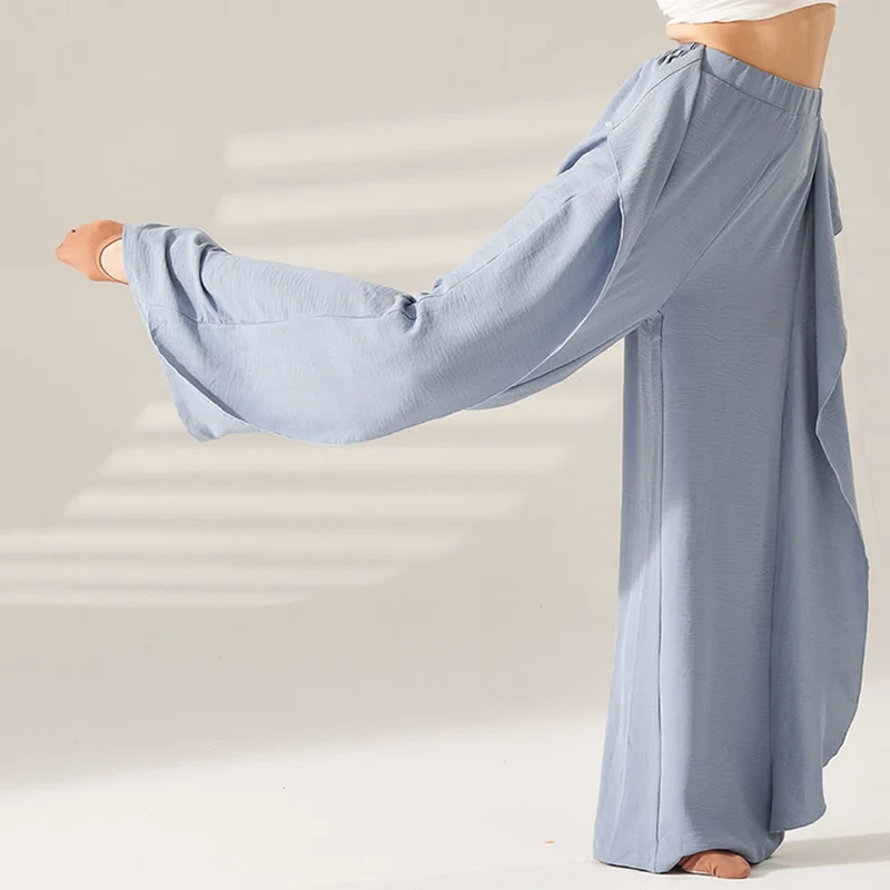 Olivenorma Polyester Fließende, elastische Yogahose mit weitem Bein