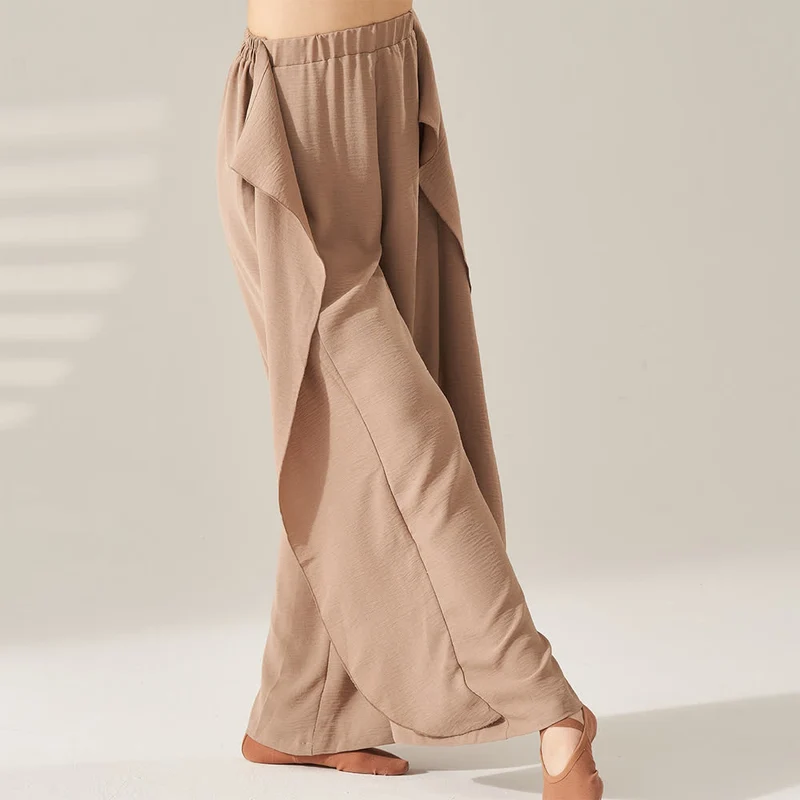 Olivenorma Polyester Fließende, elastische Yogahose mit weitem Bein