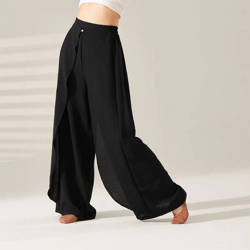 Olivenorma Polyester Fließende, elastische Yogahose mit weitem Bein