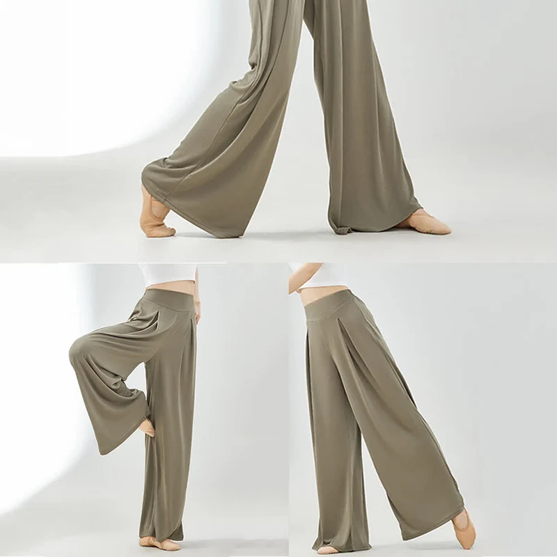 Olivenorma Cuprammonium Rayon Drape Yoga Dance Wide-Leg-Hose