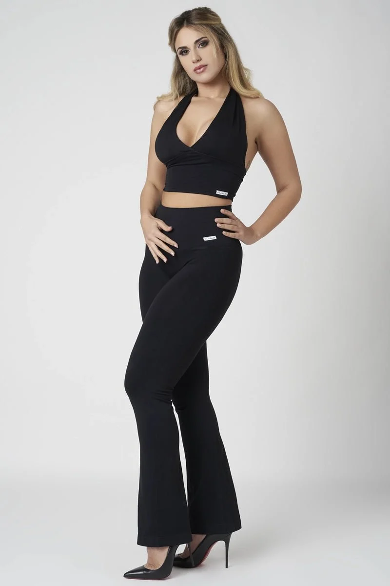 Leggings Push Up a Zampa di Elefante Nero