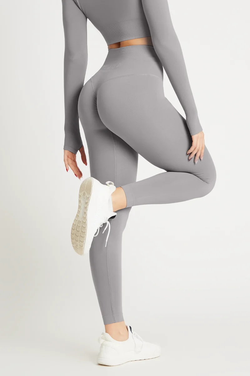 Leggings Push Up Gym Fashion Grigio Silver