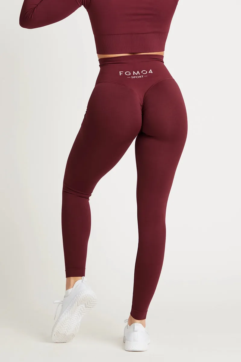 Leggings Push Up Gym Fashion Merlot
