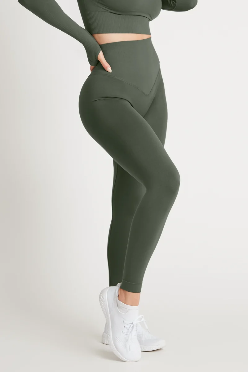 Leggings Push Up Gym Fashion Verde Militare