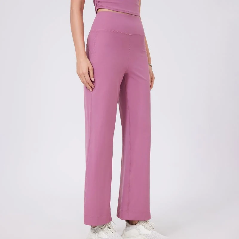 Olivenorma Vielseitige, gerade geschnittene Stretch-Yogahose mit mittlerer Taille