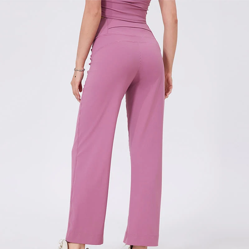 Olivenorma Vielseitige, gerade geschnittene Stretch-Yogahose mit mittlerer Taille