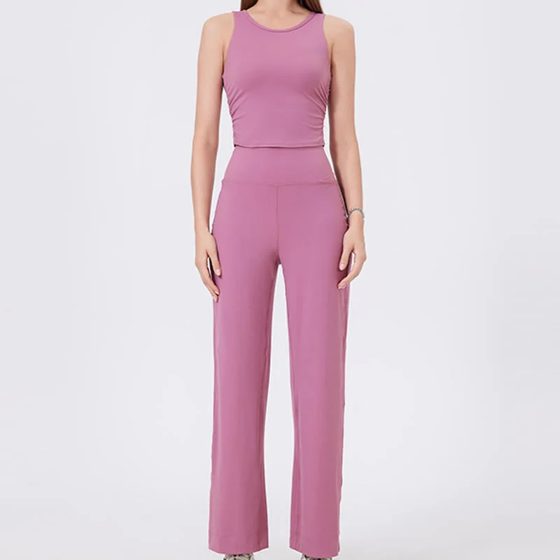 Olivenorma Vielseitige, gerade geschnittene Stretch-Yogahose mit mittlerer Taille