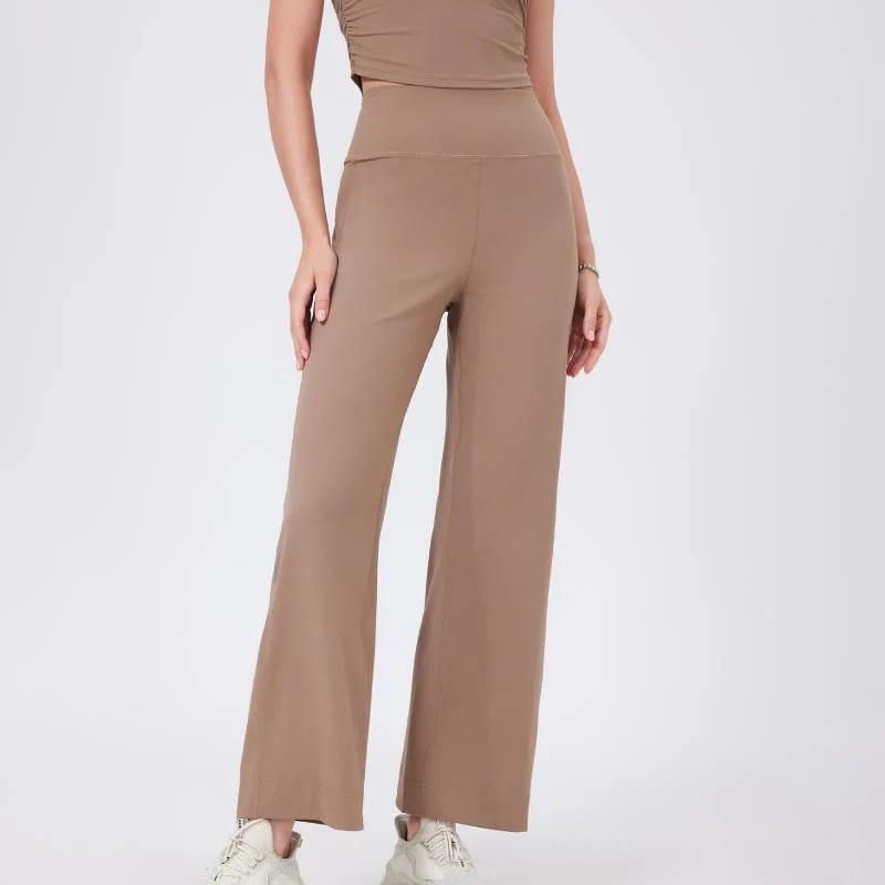 Olivenorma Vielseitige, gerade geschnittene Stretch-Yogahose mit mittlerer Taille