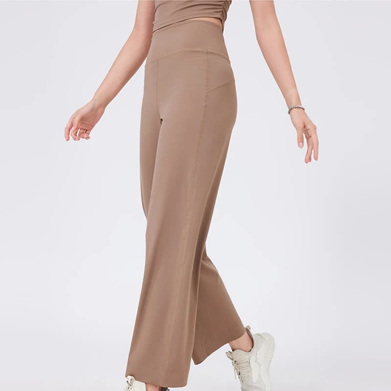 Olivenorma Vielseitige, gerade geschnittene Stretch-Yogahose mit mittlerer Taille