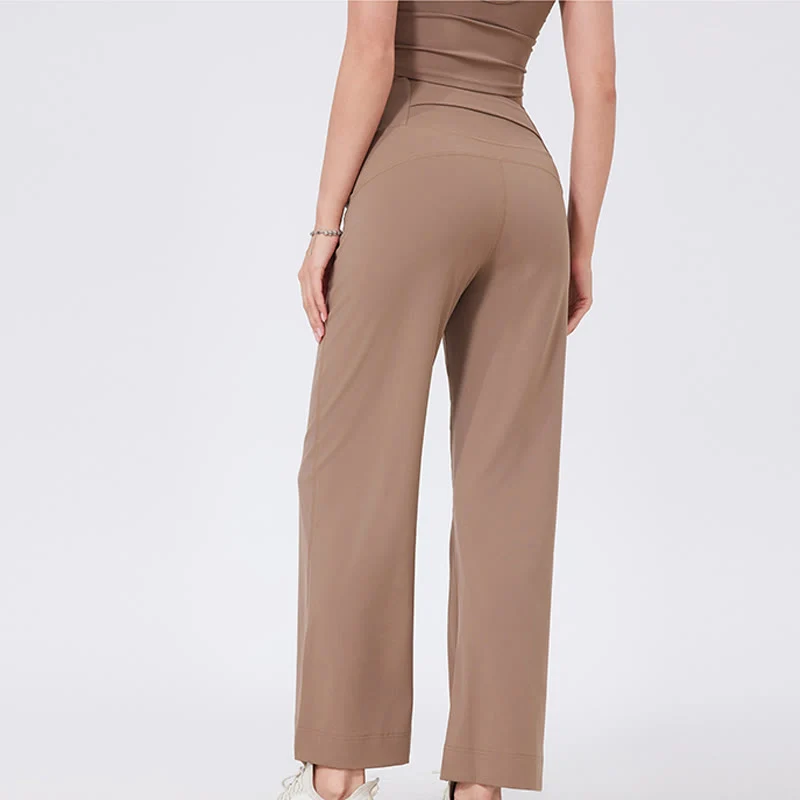 Olivenorma Vielseitige, gerade geschnittene Stretch-Yogahose mit mittlerer Taille