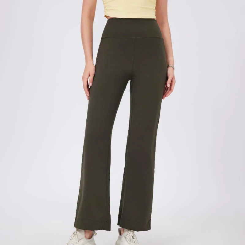 Olivenorma Vielseitige, gerade geschnittene Stretch-Yogahose mit mittlerer Taille