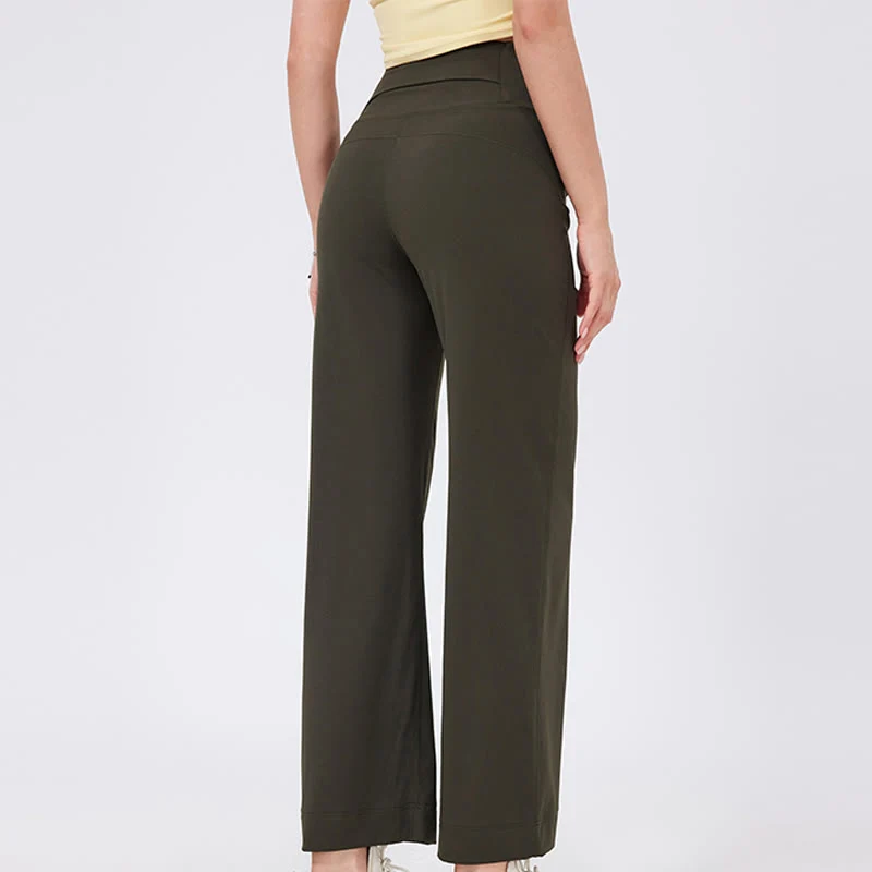 Olivenorma Vielseitige, gerade geschnittene Stretch-Yogahose mit mittlerer Taille