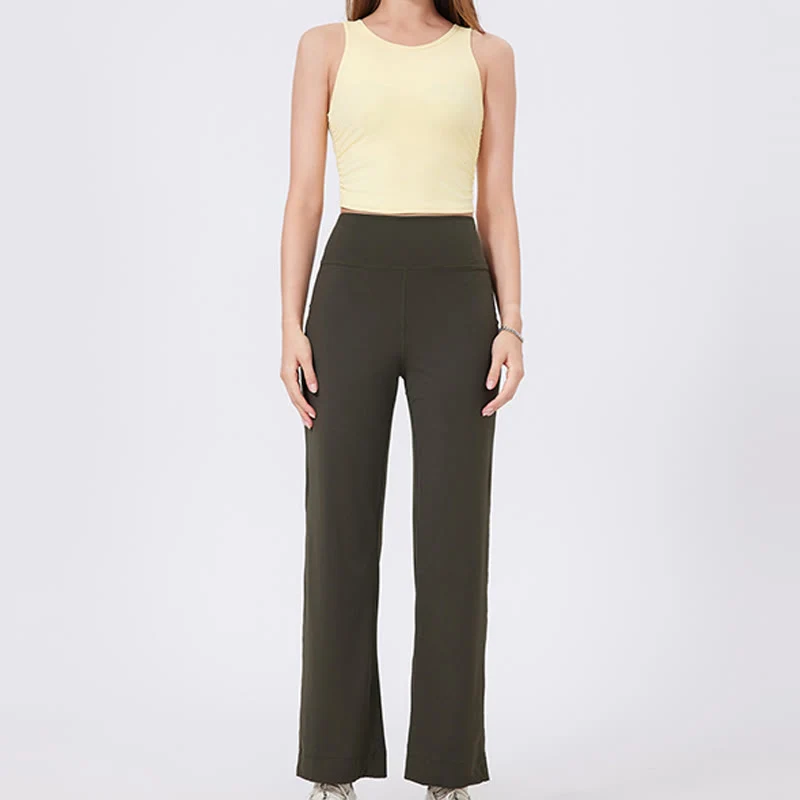 Olivenorma Vielseitige, gerade geschnittene Stretch-Yogahose mit mittlerer Taille