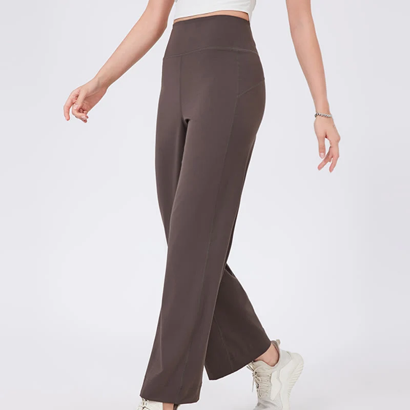 Olivenorma Vielseitige, gerade geschnittene Stretch-Yogahose mit mittlerer Taille